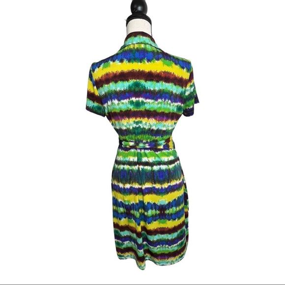 CALVIN KLEIN Colorful Print Wrap Dress. Size 10 - Picture 5 of 8